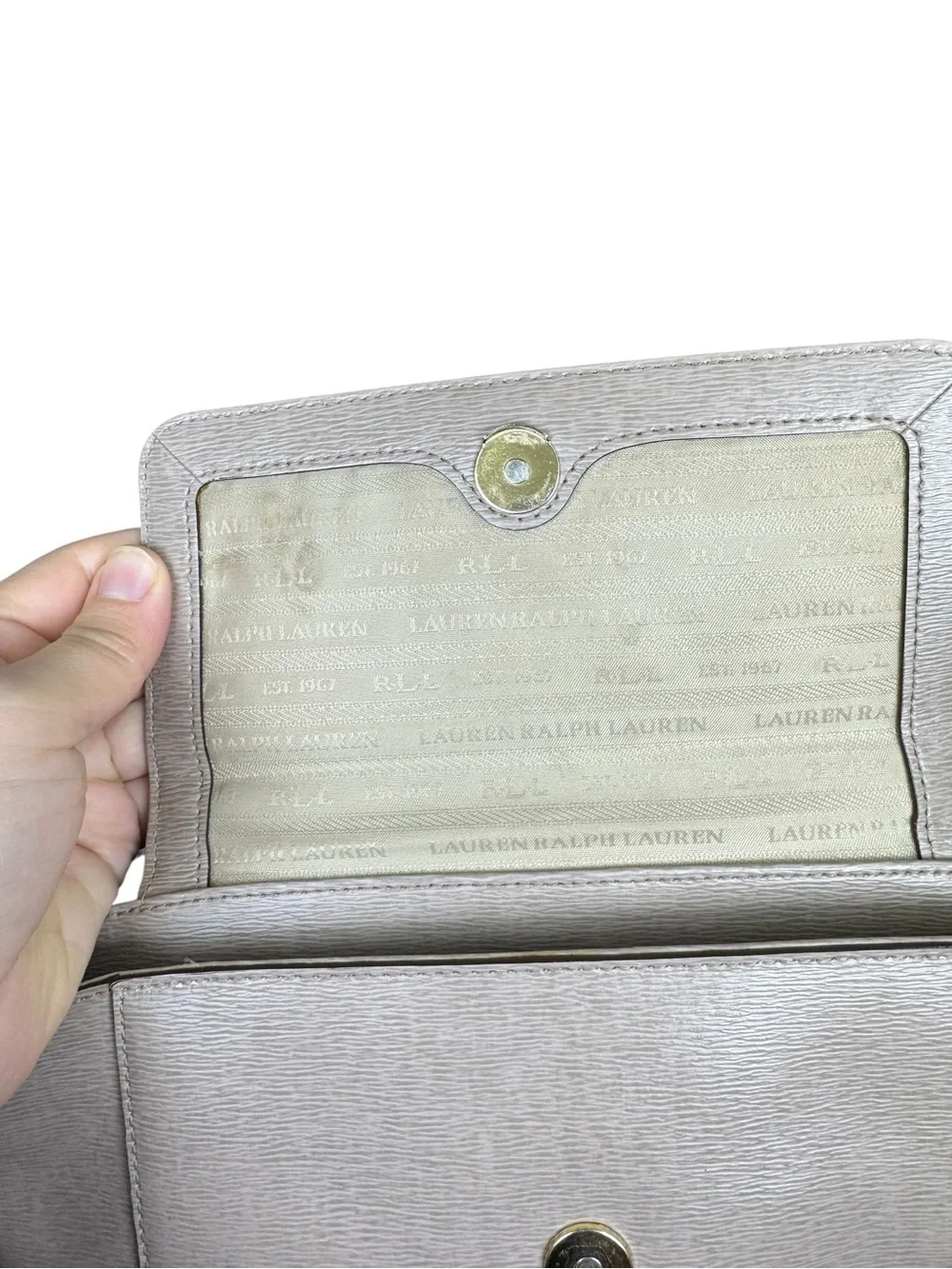 Ralph Lauren Cream Leather Top-Handle Crossbody